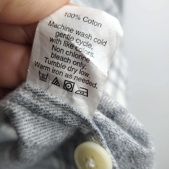 J Crew 100% Cotton Flannel Plaid Gray Button Down Shirt Large - Picture 9 of 12